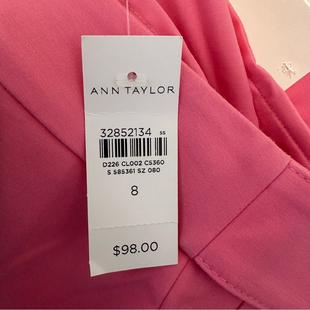 Ann Taylor Pant Trouser Pink High Rise Button Kick Crop Size 8 - Picture 6 of 7